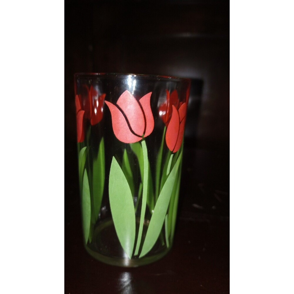 1 - Vintage Juice Glass Swanky Swig Red Tulip